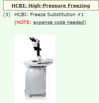 Screenshot of "expense code needed" below the name of the instrument but above the picture